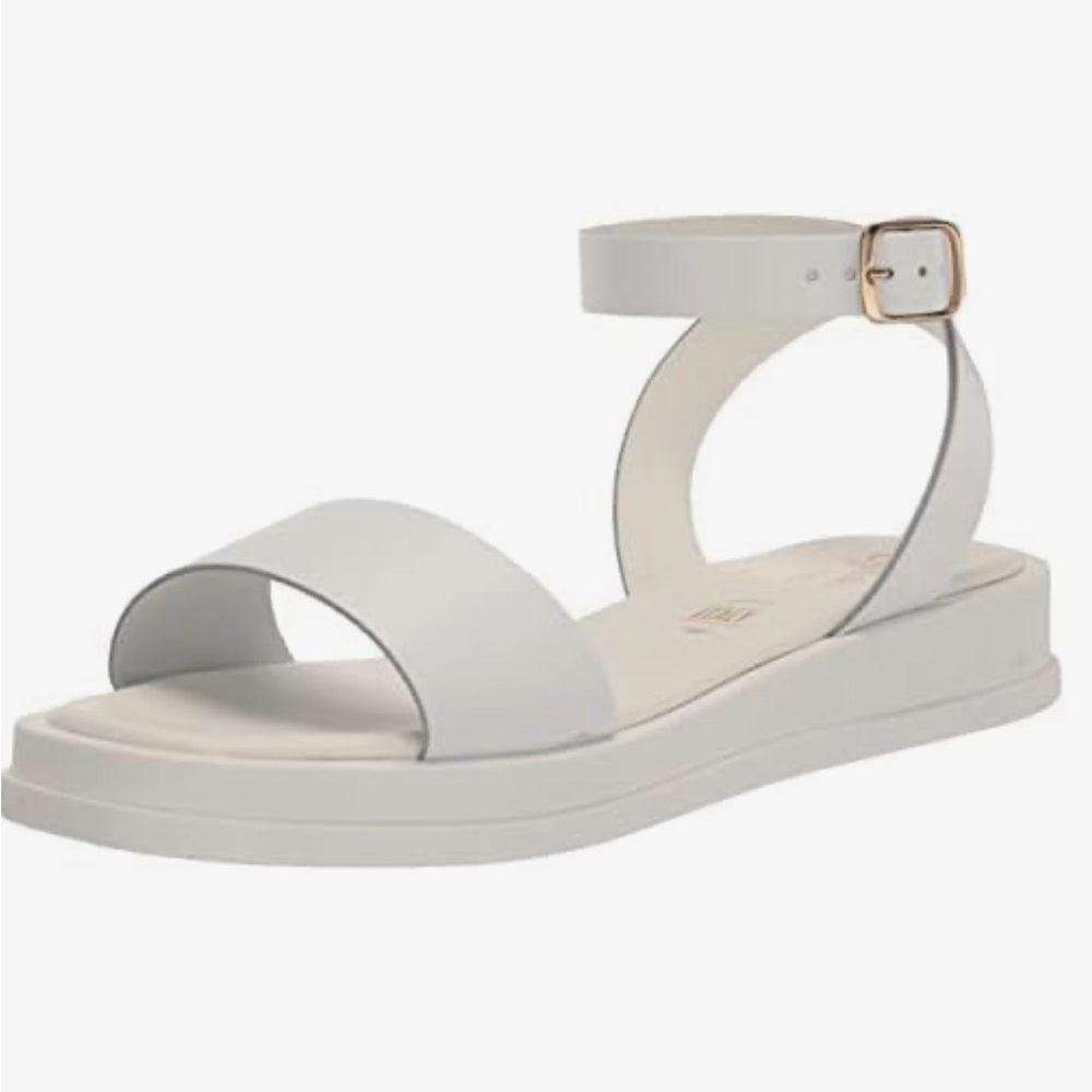 Seychelles Italian Leather White Flat Sandal With Ankle Strap Size 8.5 New - Picture 2 of 10